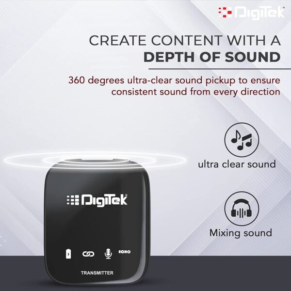 Digitek Dual Wireless Microphone System for DSLR, Camcorder, Smartphone & Tablet DWM 101pro - Image 5